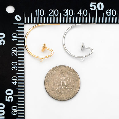 10pcs Gold/ Rhodium plated Brass Earring with Loop, Circle Stud Earring with Ring/Loop, 25mm Circle with 6mm Cup (GB-457)