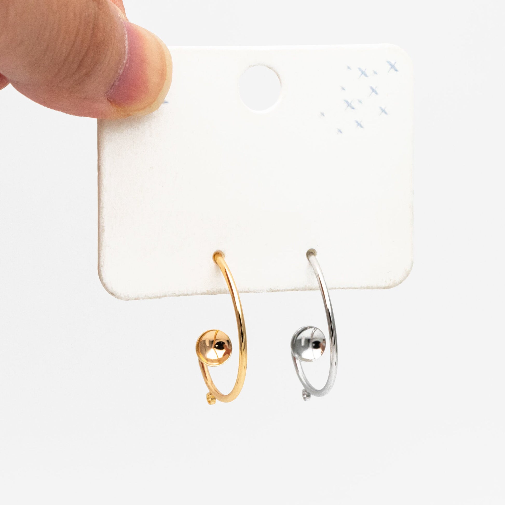 10pcs Gold/ Rhodium plated Brass Earring with Loop, Circle Stud Earring with Ring/Loop, 25mm Circle with 6mm Cup (GB-457)