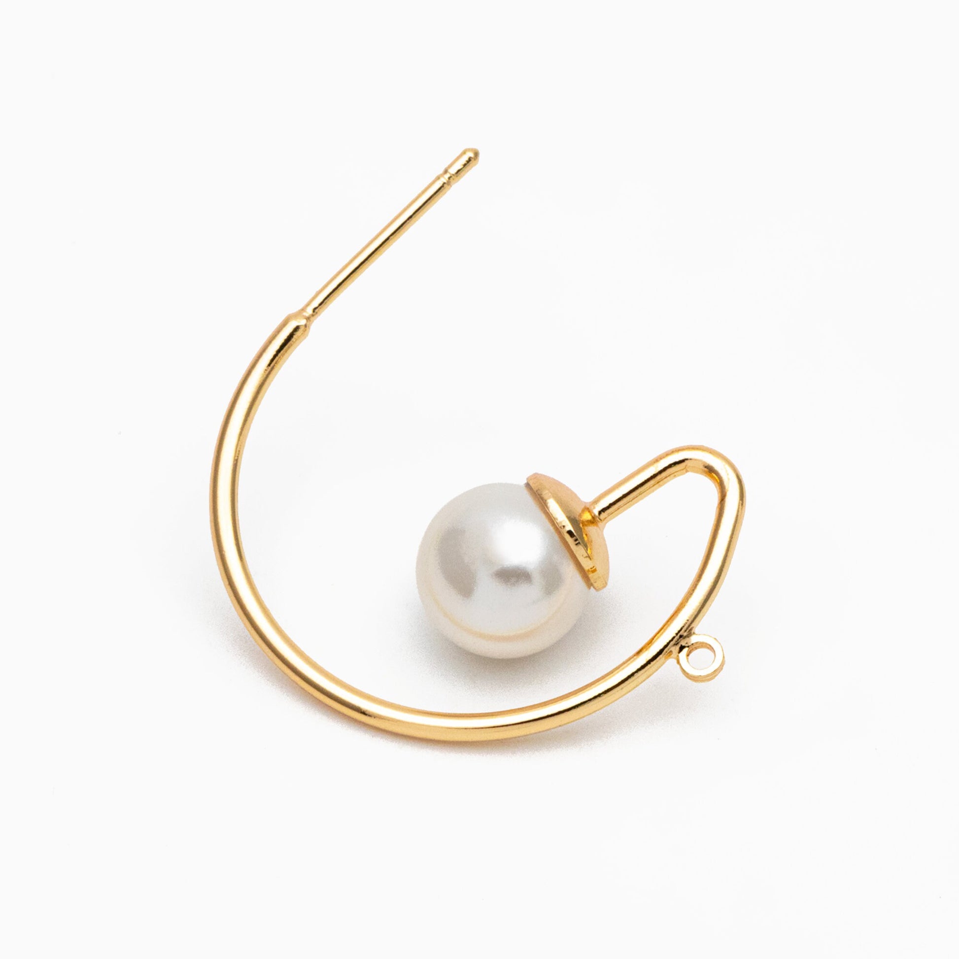 10pcs Gold/ Rhodium plated Brass Earring with Loop, Circle Stud Earring with Ring/Loop, 25mm Circle with 6mm Cup (GB-457)