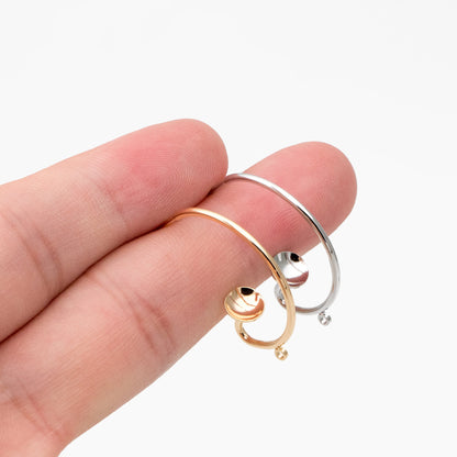10pcs Gold/ Rhodium plated Brass Earring with Loop, Circle Stud Earring with Ring/Loop, 25mm Circle with 6mm Cup (GB-457)