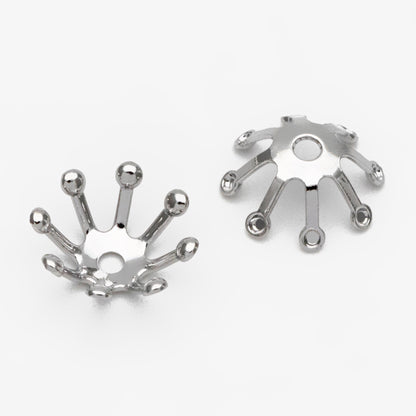 20pcs Flower Bead Caps 10mm, Real Gold/ Rhodium plated Brass, Floral Tassel Caps (GB-3087)