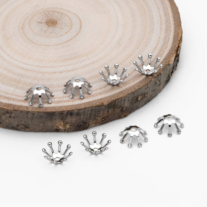 20pcs Flower Bead Caps 10mm, Real Gold/ Rhodium plated Brass, Floral Tassel Caps (GB-3087)