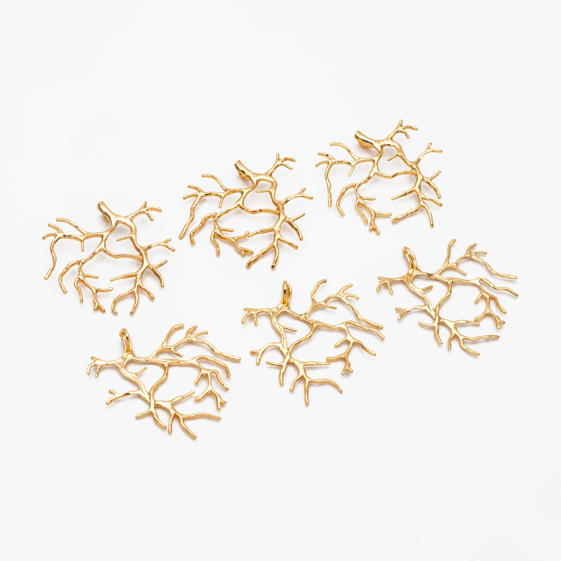 4pcs Gold Branch Charms, 18K Gold plated Brass, Jewelry Making, Diy Material, Jewelry Supplies (GB-2672-C)
