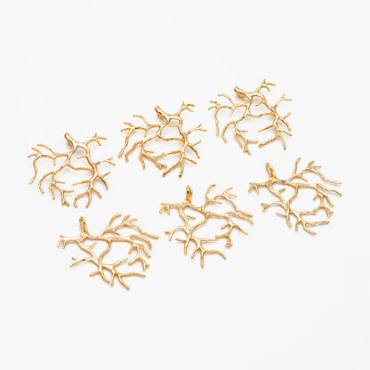 4pcs Gold Branch Charms, 18K Gold plated Brass, Jewelry Making, Diy Material, Jewelry Supplies (GB-2672-C)