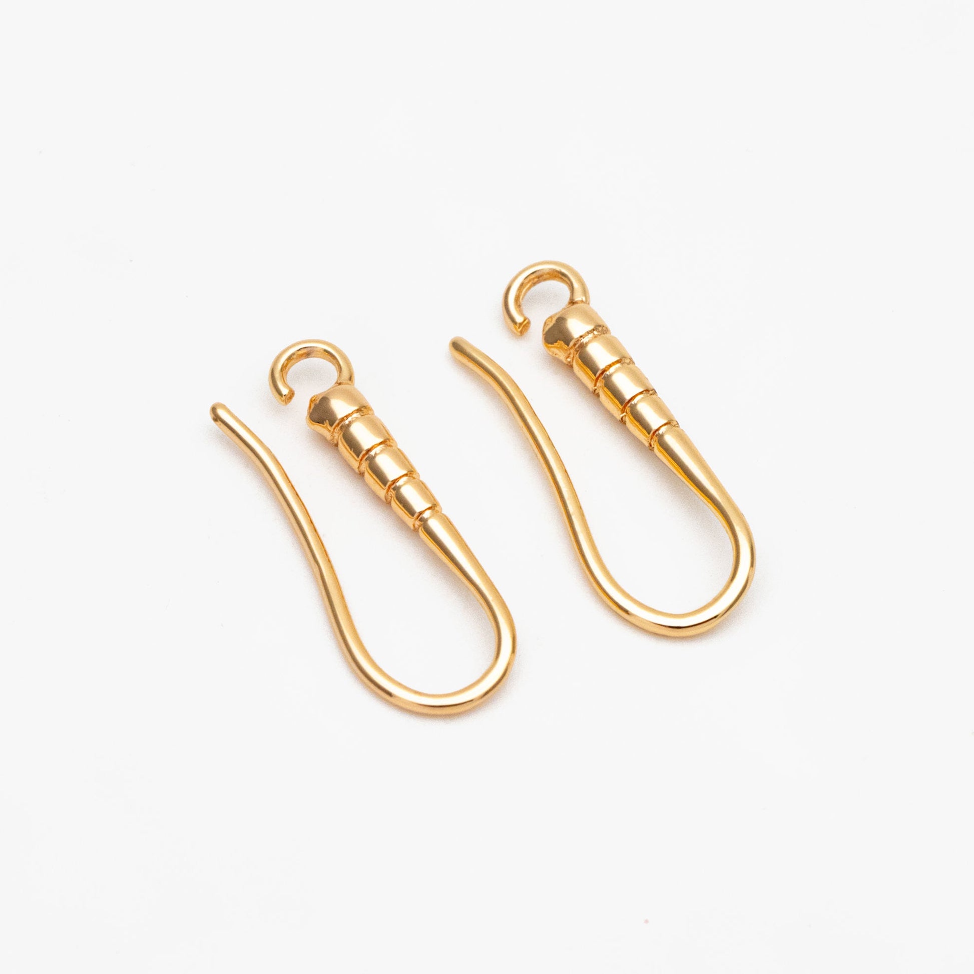 10pcs Gold/ Silver Earring Hooks 20x7mm, Real Gold/ Rhodium plated Brass, Simple Earwires Earring Components (GB-3841)