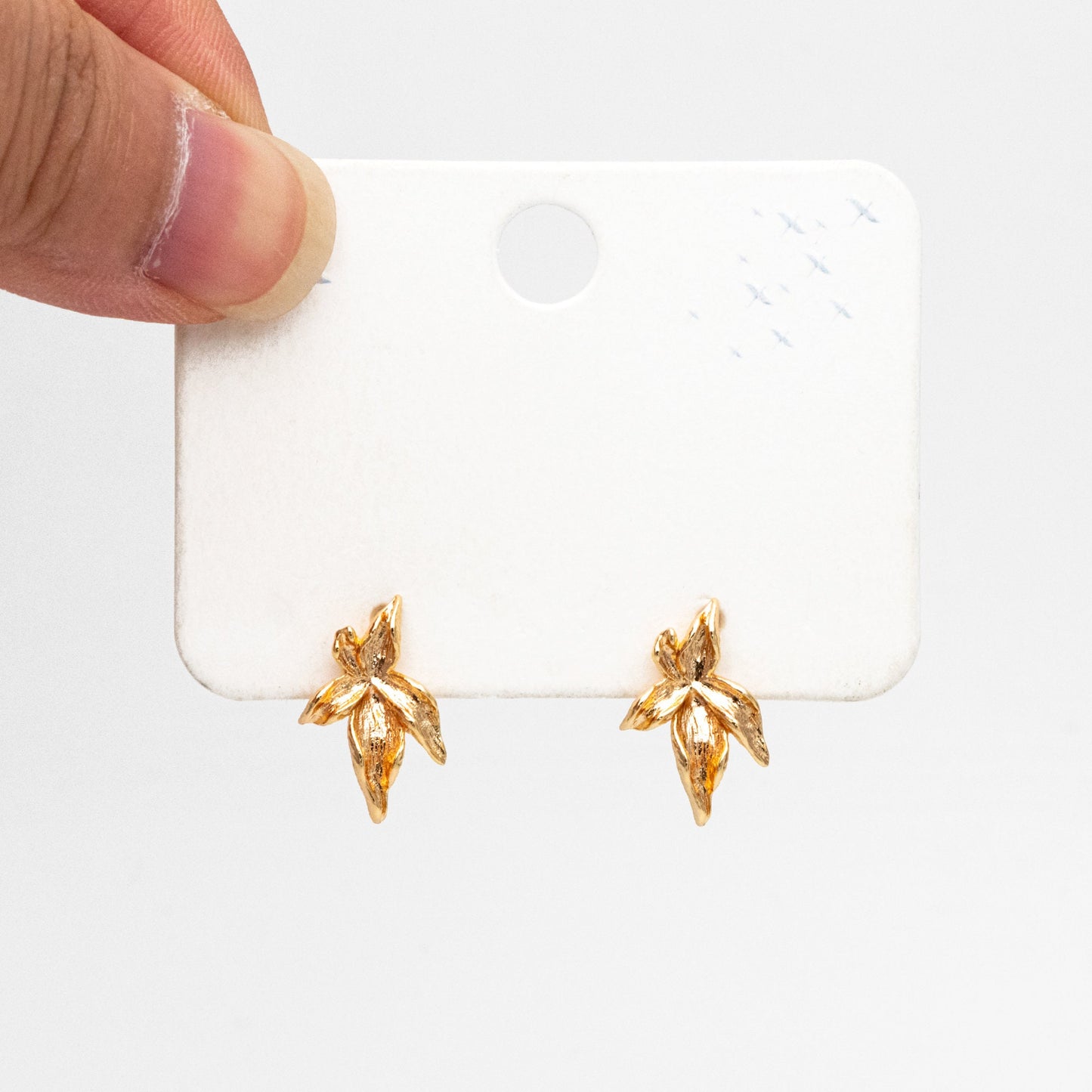 10pcs Gold Flower Stud Earring with Loop, Gold Plated Brass, Jewelry Making, Diy Material, Jewelry Supplies (GB-3787)