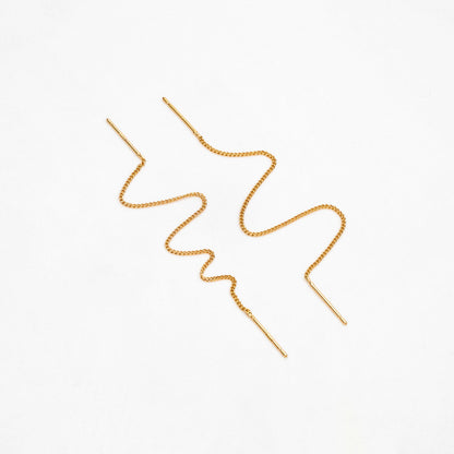 10pcs Gold Threader Earrings, 1mm Curb Chain Earwire Thread, Earring Supply Findings Wholesale, Totally 130mm Long (GB-1735-C)
