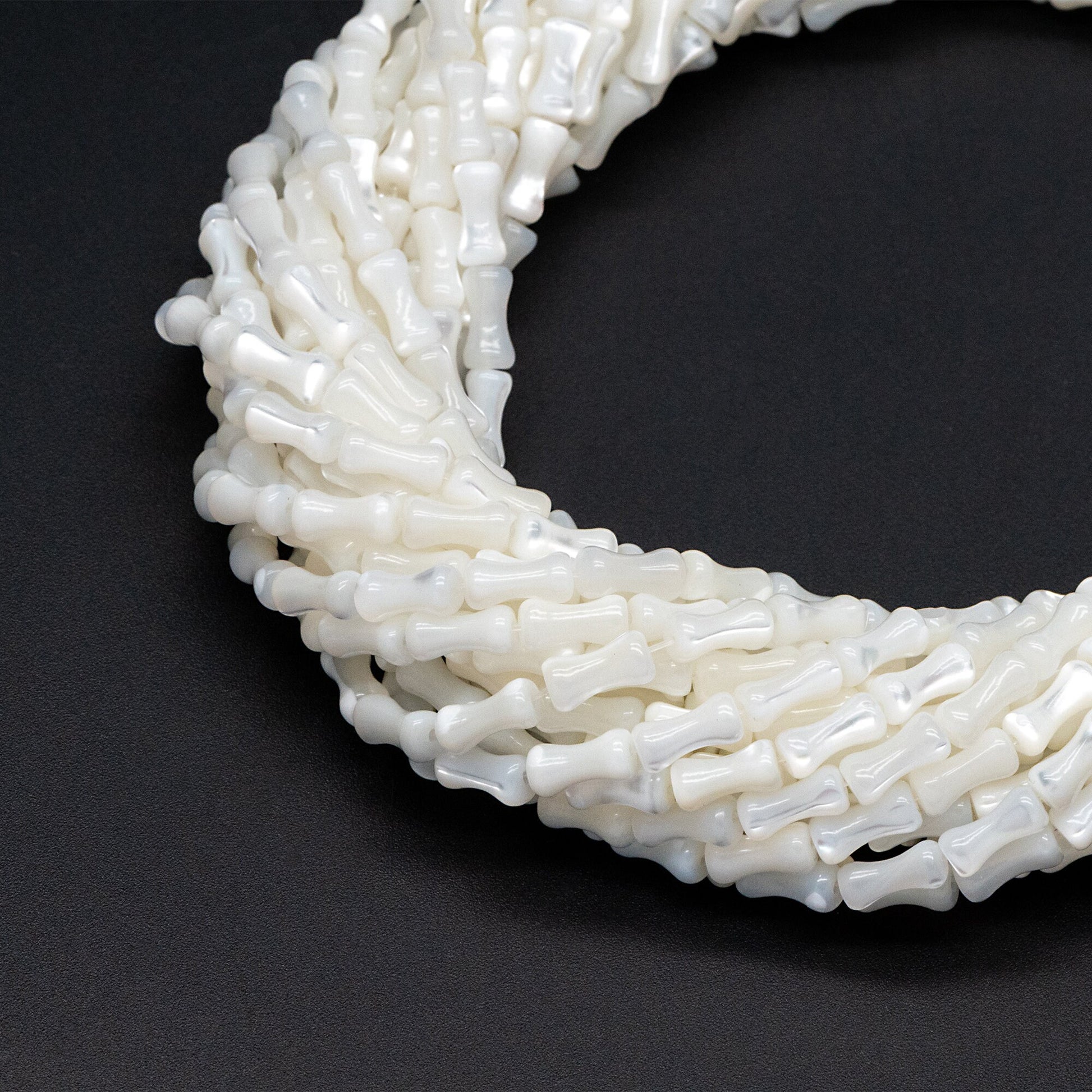 White Mother of Pearl Shell Tube Beads 8x4mm, Top Drilled Bar MOP beads -(#V1411) Full strand