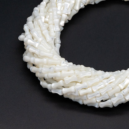 White Mother of Pearl Shell Tube Beads 8x4mm, Top Drilled Bar MOP beads -(#V1411) Full strand