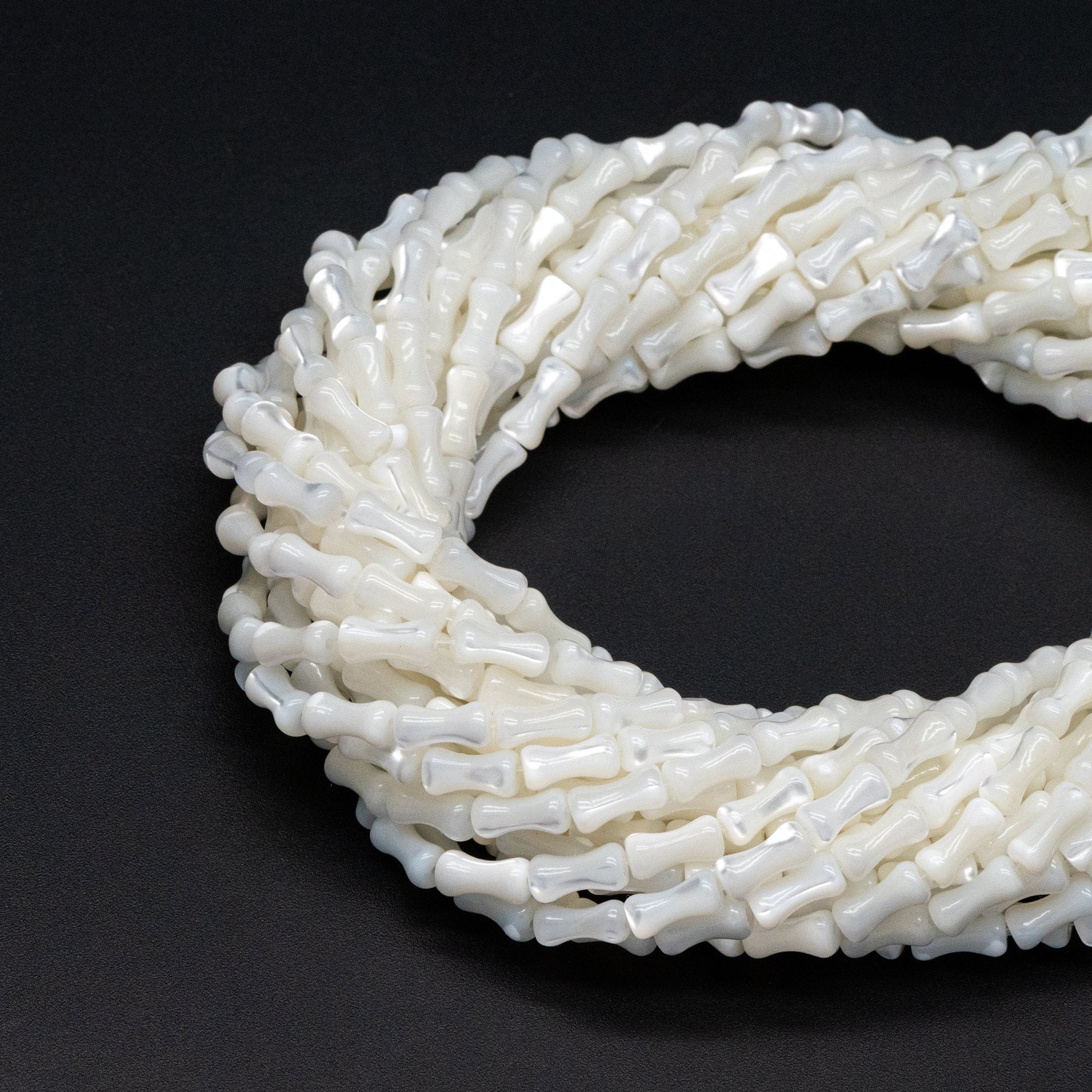 White Mother of Pearl Shell Tube Beads 8x4mm, Top Drilled Bar MOP beads -(#V1411) Full strand