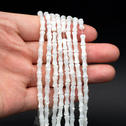 White Mother of Pearl Shell Tube Beads 8x4mm, Top Drilled Bar MOP beads -(#V1411) Full strand