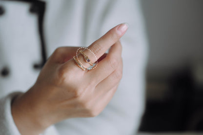 4pcs Purple CZ Ring, Hammered Ring, Stacking Ring, Statement Ring, Adjustable Ring (#GB-3527)