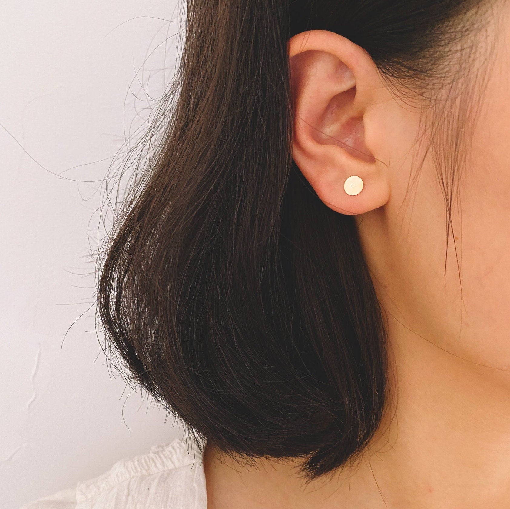 20pcs Gold Flat Ear Posts, 18K Real Gold plated Brass, Stud Earring Findings, 4/ 5/ 6/ 8mm Flat Pad (GB-2264)