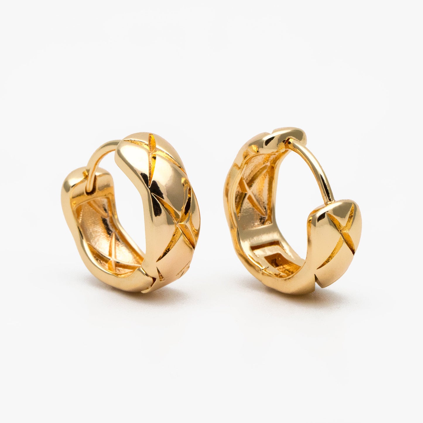 4pcs Gold Textured Hoop Earrings, Huggie Earrings, Minimalist Earring, Small Gold Hoops Earring (GB-3792)