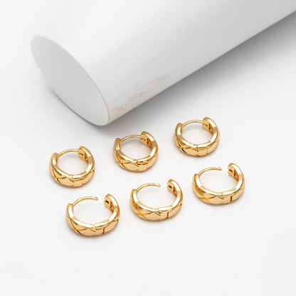 4pcs Gold Textured Hoop Earrings, Huggie Earrings, Minimalist Earring, Small Gold Hoops Earring (GB-3792)