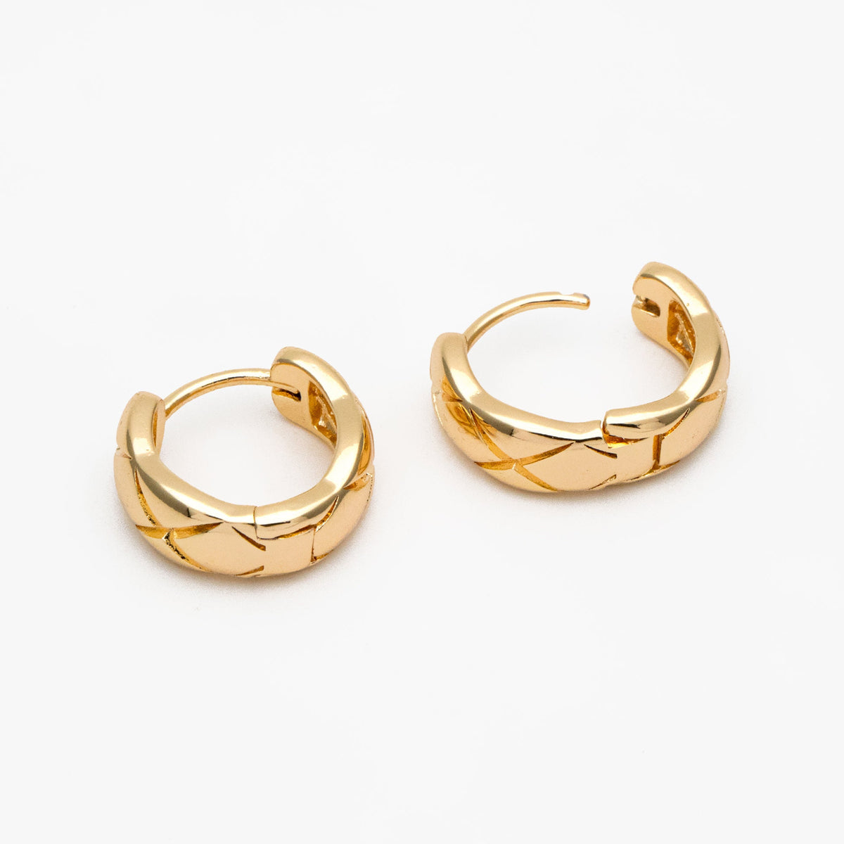 4pcs Gold Textured Hoop Earrings, Huggie Earrings, Minimalist Earring, Small Gold Hoops Earring (GB-3792)