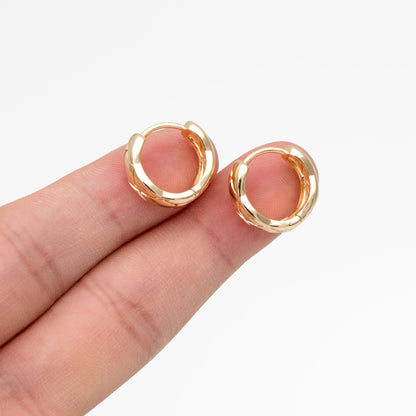 4pcs Gold Textured Hoop Earrings, Huggie Earrings, Minimalist Earring, Small Gold Hoops Earring (GB-3792)