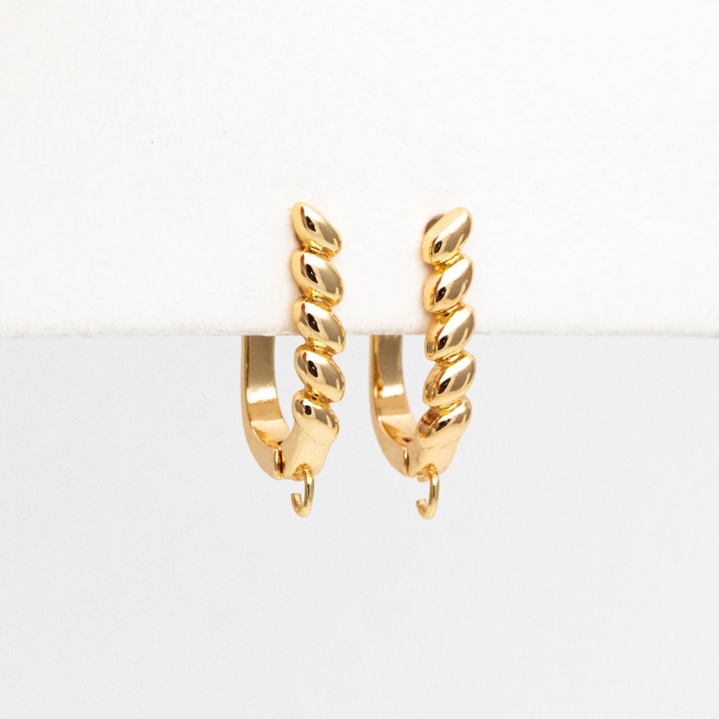 10pcs Gold Leverback Ear Hooks 18x12mm, Real Gold plated Brass, Earring Hooks with Loop (GB-848-A)