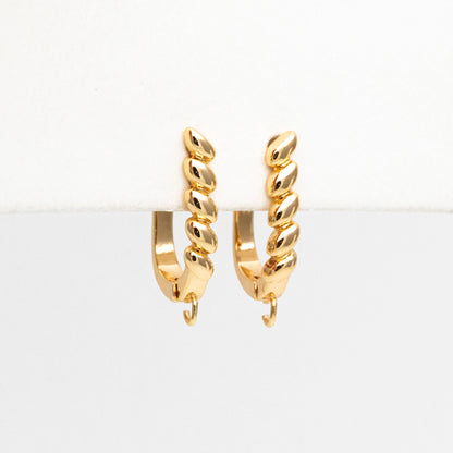 10pcs Gold Leverback Ear Hooks 18x12mm, Real Gold plated Brass, Earring Hooks with Loop (GB-848-A)