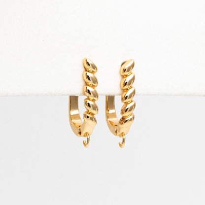 10pcs Gold Leverback Ear Hooks 18x12mm, Real Gold plated Brass, Earring Hooks with Loop (GB-848-A)