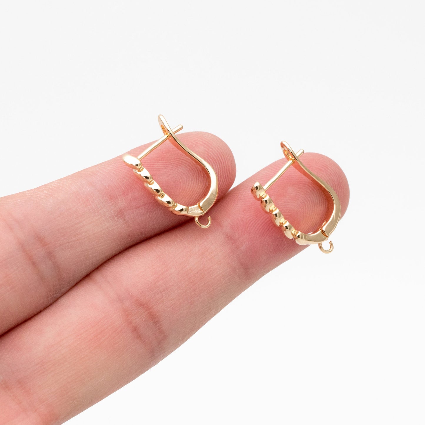 10pcs Gold Leverback Ear Hooks 18x12mm, Real Gold plated Brass, Earring Hooks with Loop (GB-848-A)