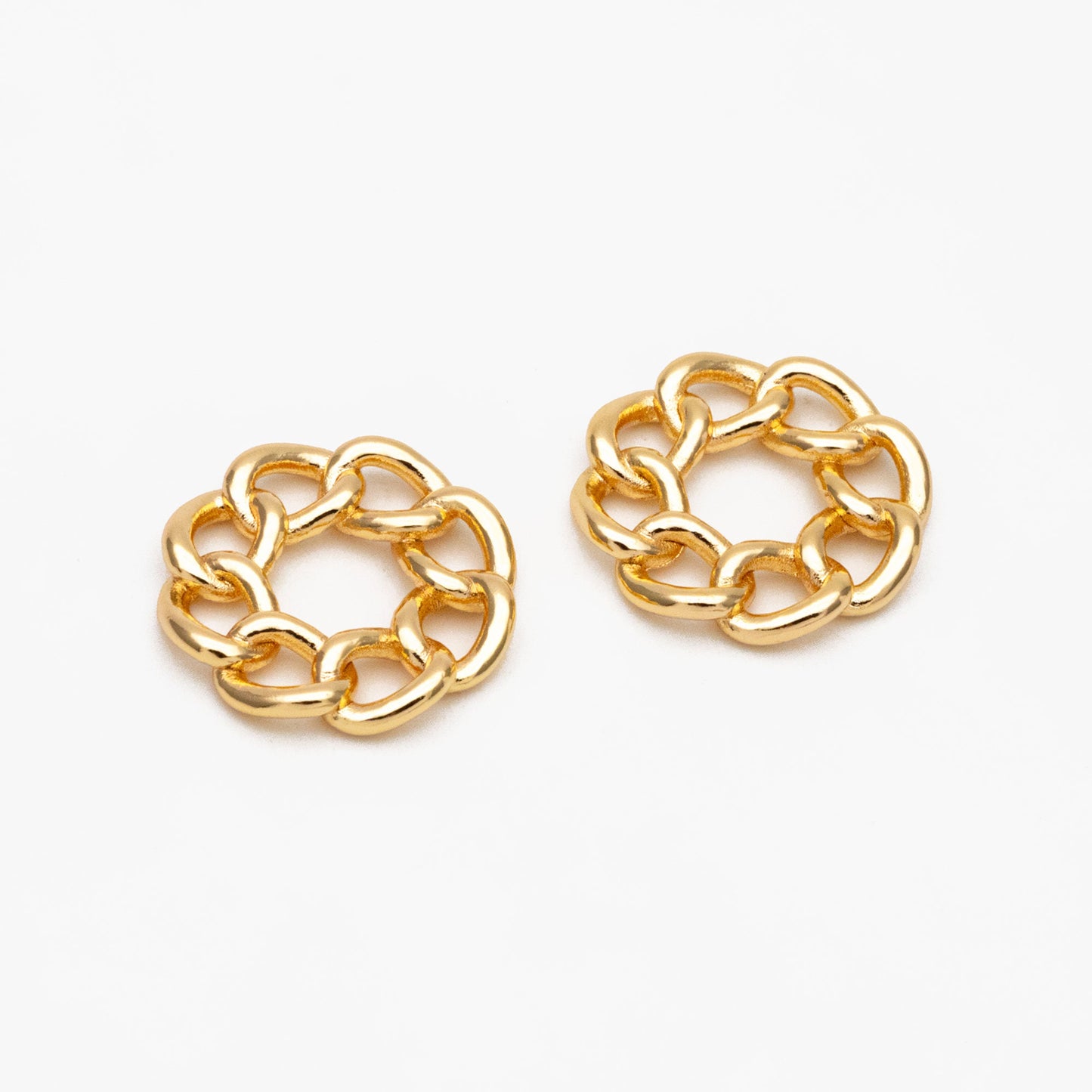 10pcs Gold Round Chain Charm Connector 16mm, Jewelry Making, Diy Material, Jewelry Supplies (GB-3794)