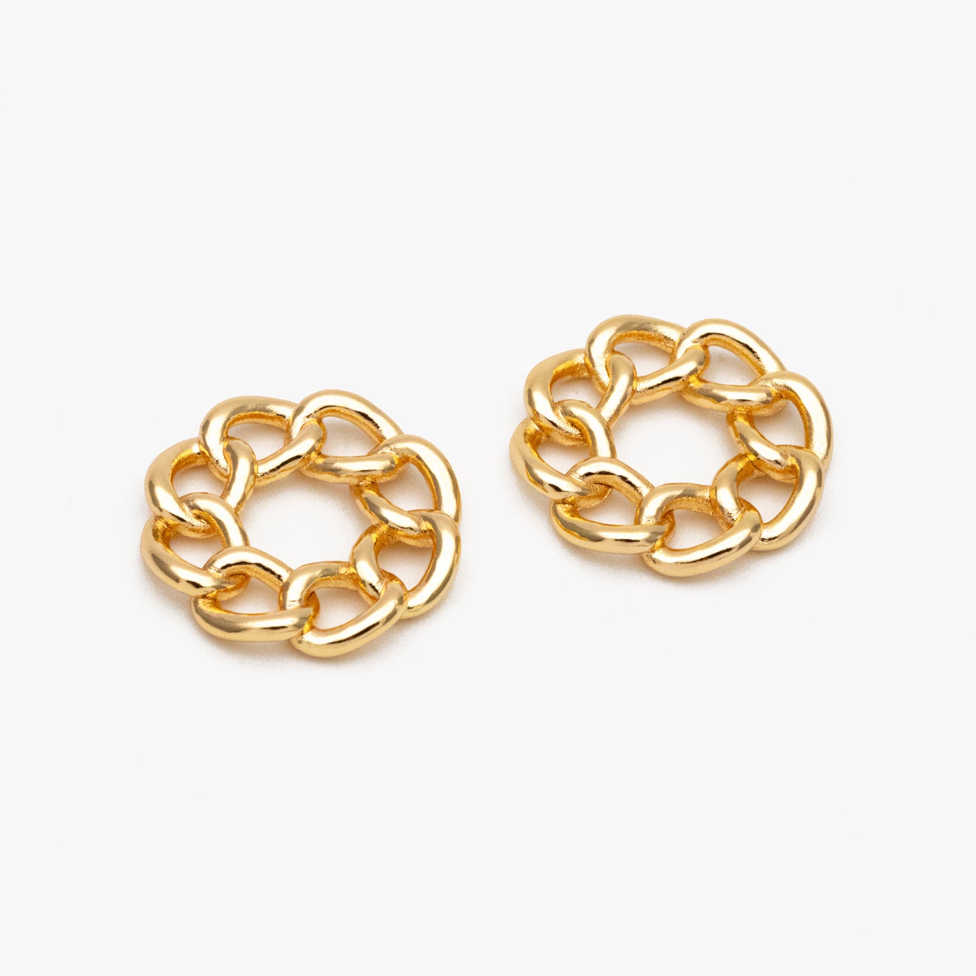 10pcs Gold Round Chain Charm Connector 16mm, Jewelry Making, Diy Material, Jewelry Supplies (GB-3794)