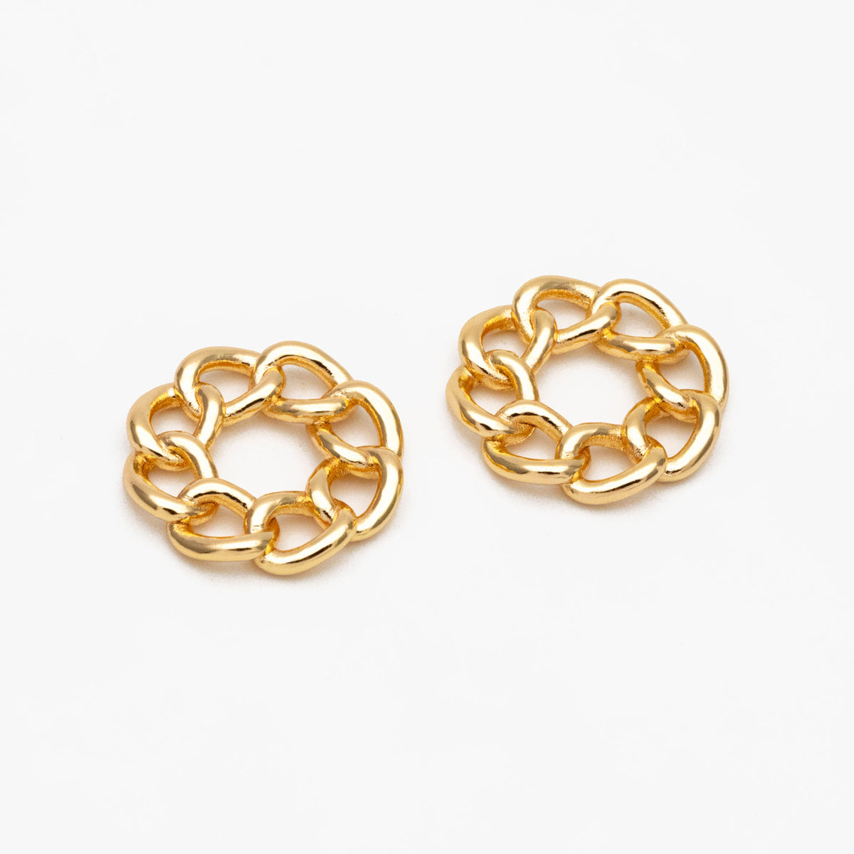10pcs Gold Round Chain Charm Connector 16mm, Jewelry Making, Diy Material, Jewelry Supplies (GB-3794)