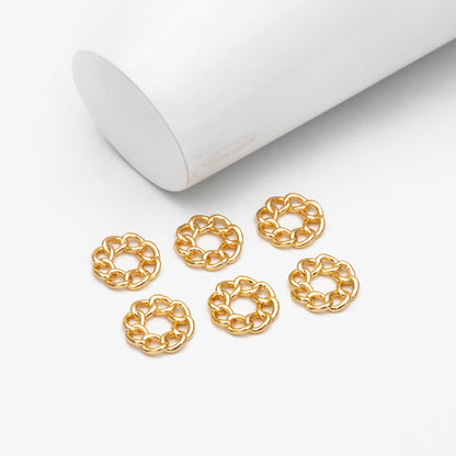 10pcs Gold Round Chain Charm Connector 16mm, Jewelry Making, Diy Material, Jewelry Supplies (GB-3794)