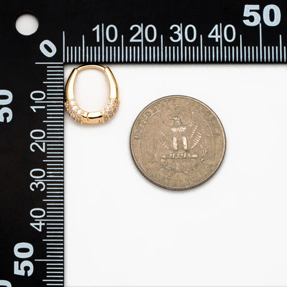 4pcs CZ Pave Gold Oval Hoop Earrings, Gold plated Brass, Dainty Geometric Earring Hoops (GB-3801)