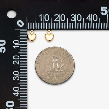 10pcs Gold Heart Charm 8x6mm, 18K Gold plated Brass, Jewelry Making, Diy Material, Jewelry Supplies (GB-3803)