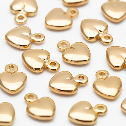 10pcs Gold Heart Charm 8x6mm, 18K Gold plated Brass, Jewelry Making, Diy Material, Jewelry Supplies (GB-3803)