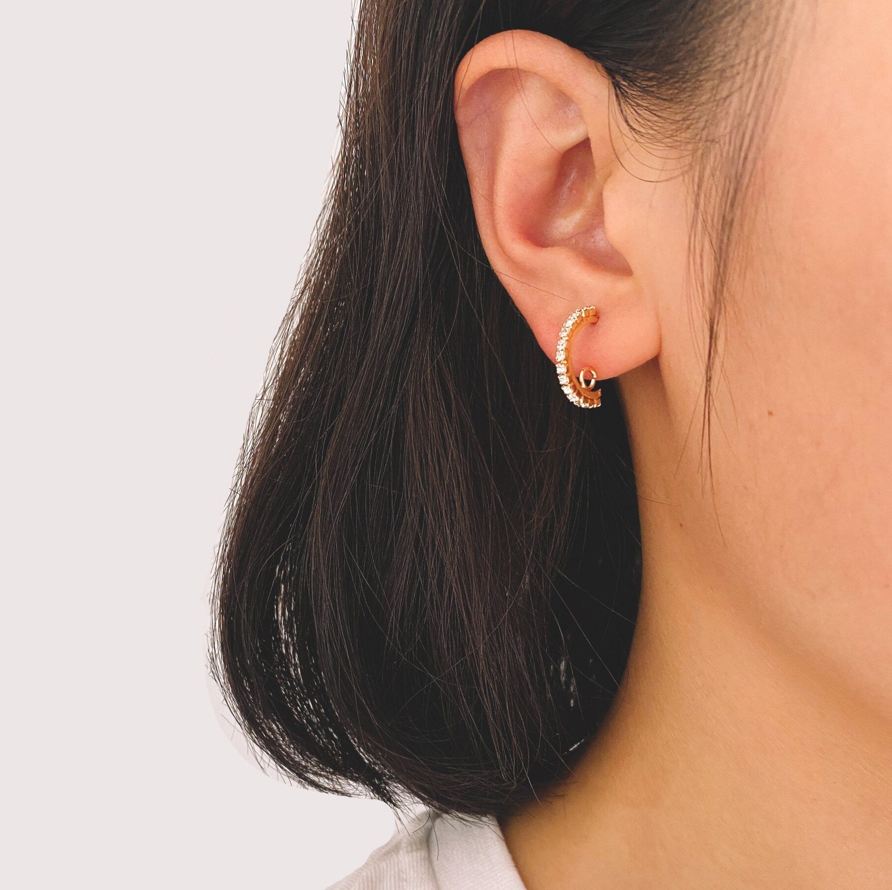 10pcs CZ Pave Gold Earring Studs, 18K Gold Plated Brass Ear Posts, Sparkly Bar Earring Components (GB-936)