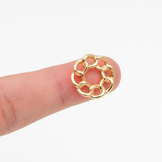 10pcs Gold Round Chain Charm Connector 16mm, Jewelry Making, Diy Material, Jewelry Supplies (GB-3794)