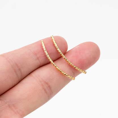 20pcs Gold Curved Tube Beads 30mm by 1.5mm, 18K Real Gold plated Brass Tube Spacers (GB-046-D)