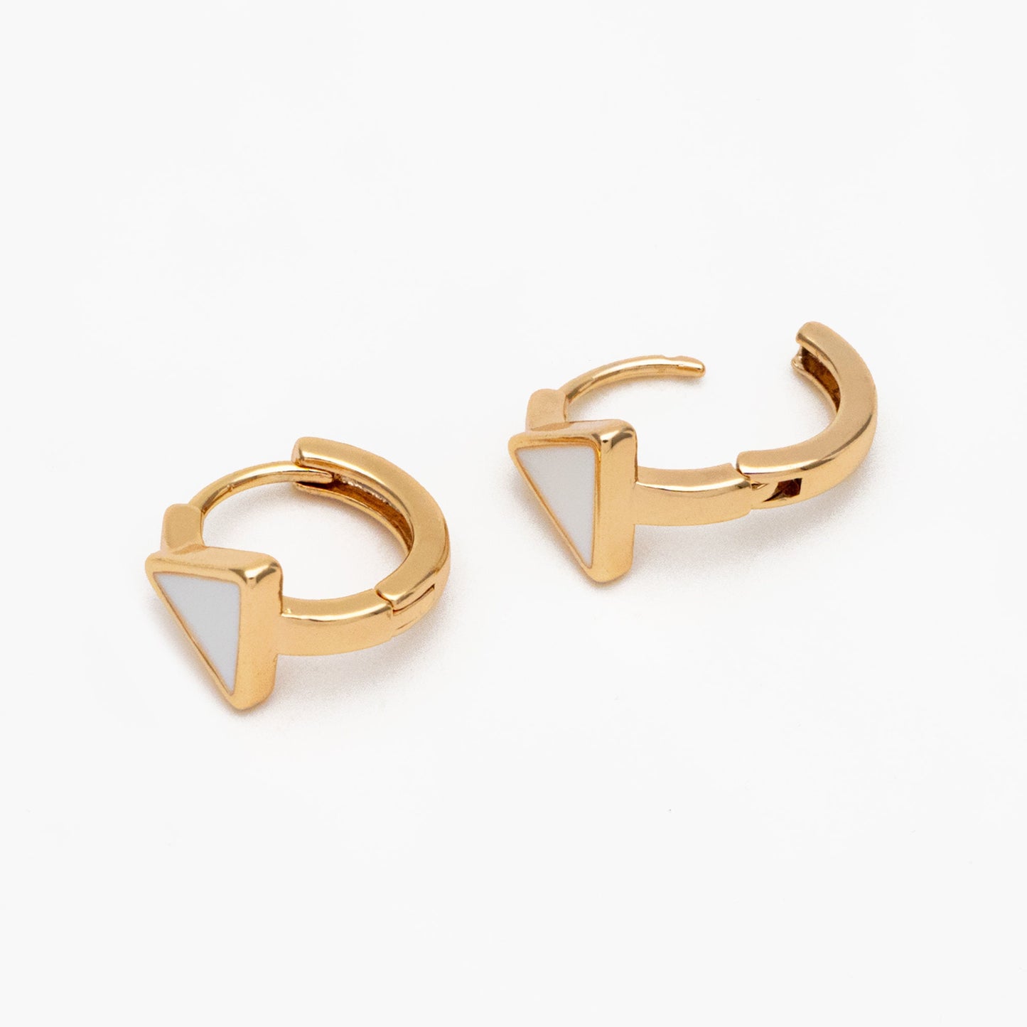 4pcs Gold Enamel Triangle Hoop Earrings, 18K Gold plated Brass, Minimalist Huggie Earrings (GB-3839-C)