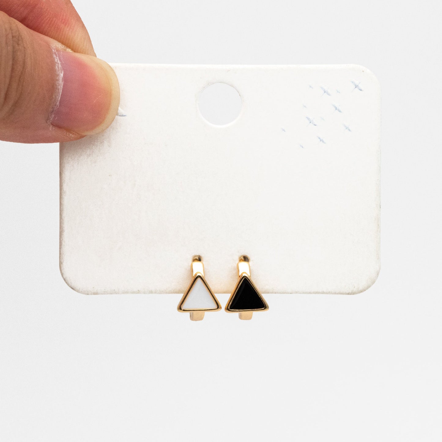 4pcs Gold Enamel Triangle Hoop Earrings, 18K Gold plated Brass, Minimalist Huggie Earrings (GB-3839-C)