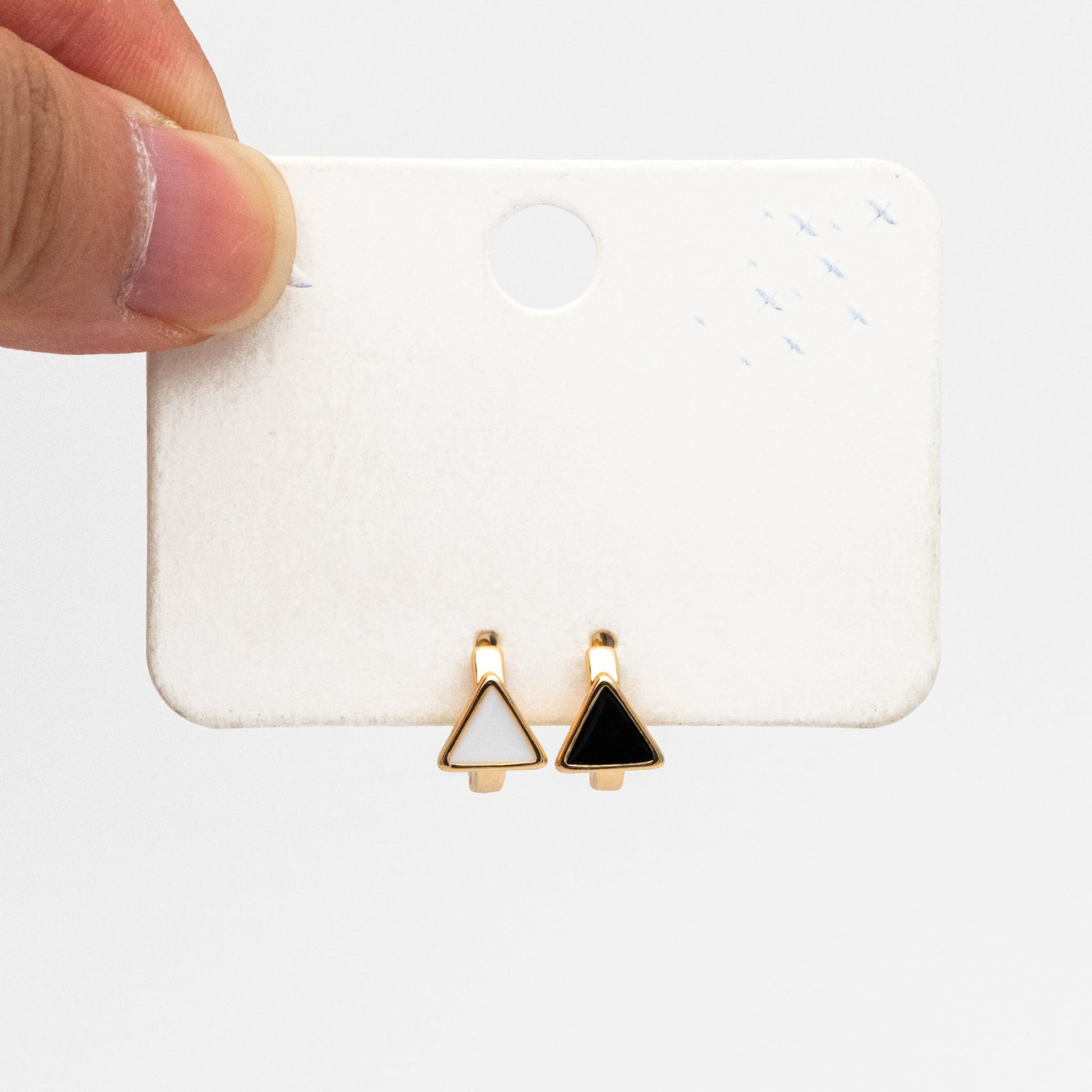 4pcs Gold Enamel Triangle Hoop Earrings, 18K Gold plated Brass, Minimalist Huggie Earrings (GB-3839-C)