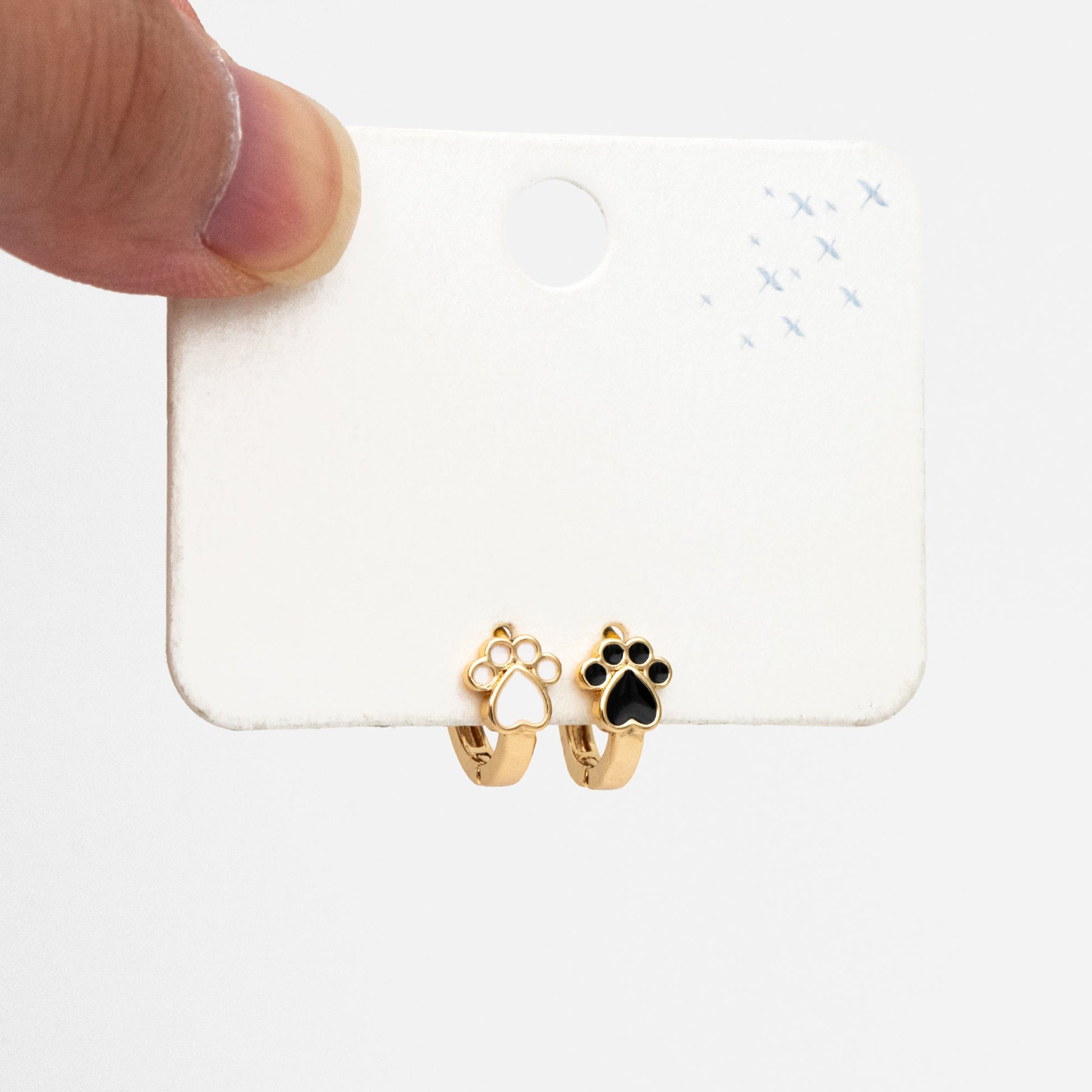 4pcs Gold Enamel Pet Footprint Hoop Earrings, 18K Gold plated Brass, Minimalist Huggie Earrings (GB-3839-A)