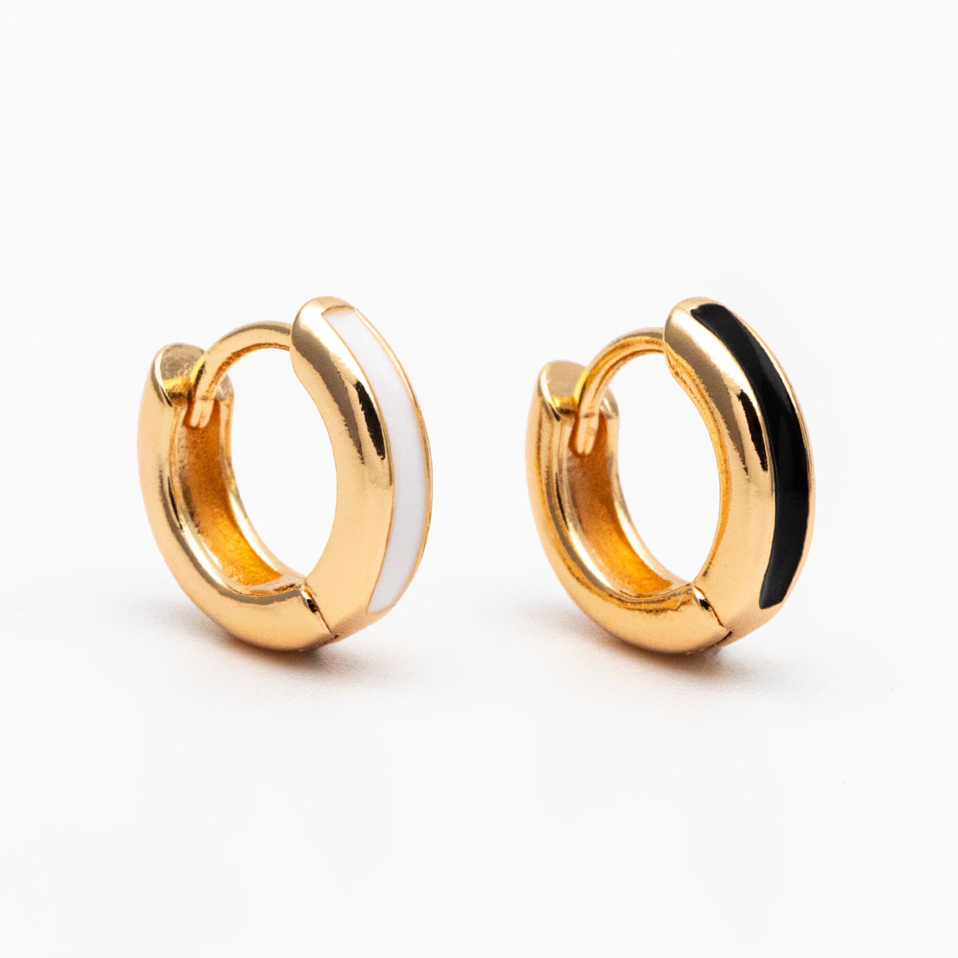 4pcs Gold Enamel Circle Hoop Earrings, 18K Gold plated Brass, Minimalist Huggie Earrings (GB-3717-C)