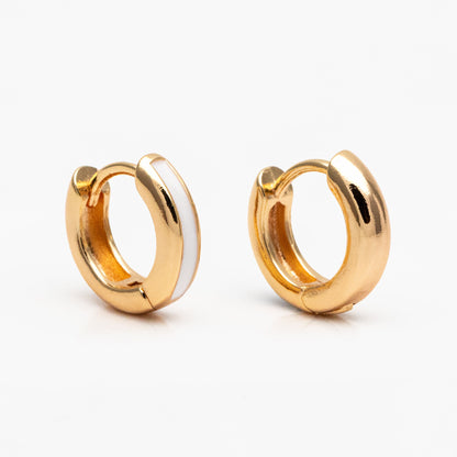 4pcs Gold Enamel Circle Hoop Earrings, 18K Gold plated Brass, Minimalist Huggie Earrings (GB-3717-C)