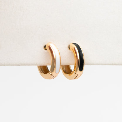 4pcs Gold Enamel Circle Hoop Earrings, 18K Gold plated Brass, Minimalist Huggie Earrings (GB-3717-C)