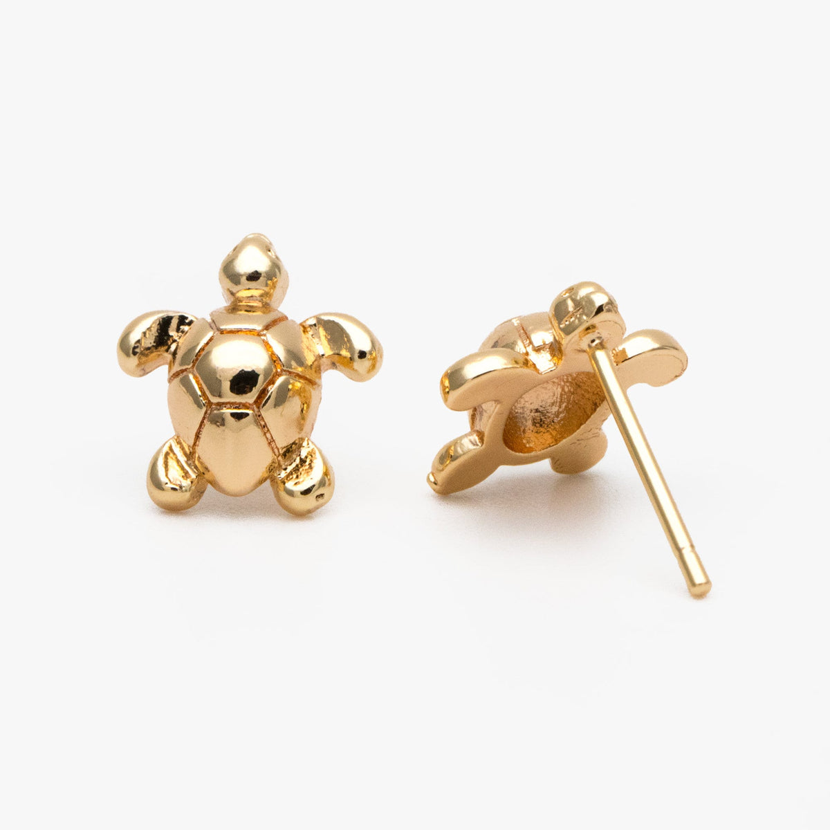 10pcs Gold/ Silver Turtle Earrings, Gold/ Rhodium Plated Brass, Minimalist Stud Earrings (GB-3845-C)
