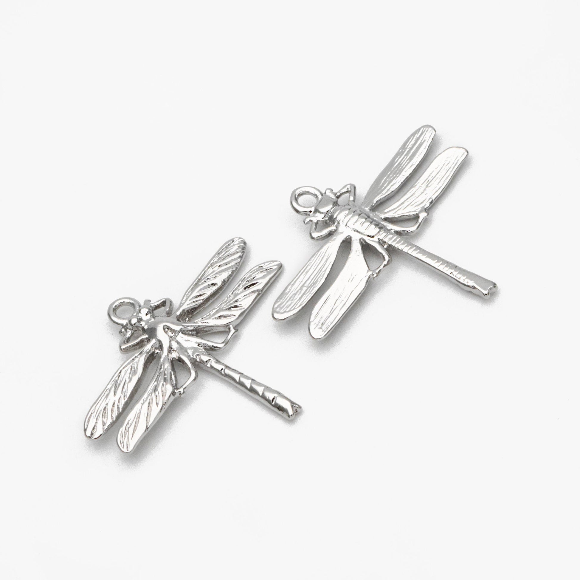 4pcs Gold/ Rhodium plated Brass Dragonfly Charm Pendants 22x25mm (GB-3196-C)