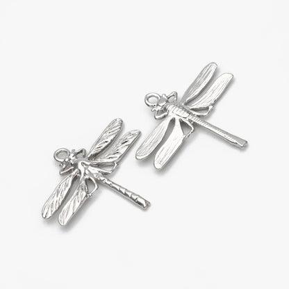 4pcs Gold/ Rhodium plated Brass Dragonfly Charm Pendants 22x25mm (GB-3196-C)