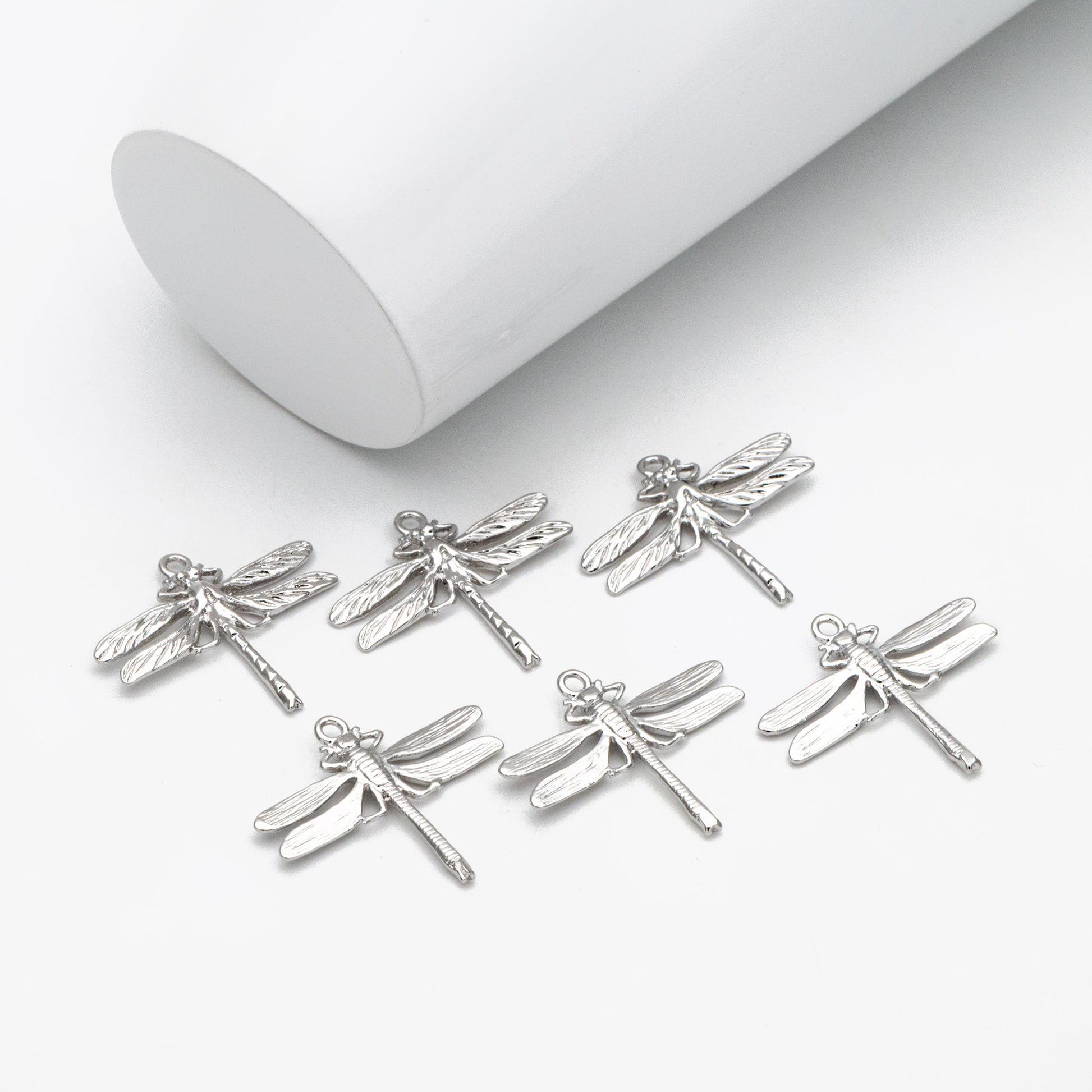 4pcs Gold/ Rhodium plated Brass Dragonfly Charm Pendants 22x25mm (GB-3196-C)