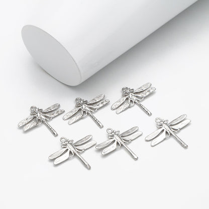 4pcs Gold/ Rhodium plated Brass Dragonfly Charm Pendants 22x25mm (GB-3196-C)