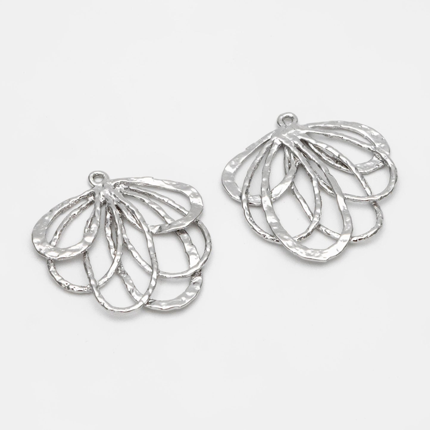 10pcs Textured Looped Charms, Gold/ Rhodium plated Brass Dangle Drop Earring Charms, Unique Statement Jewelry Earring Findings (GB-3065)