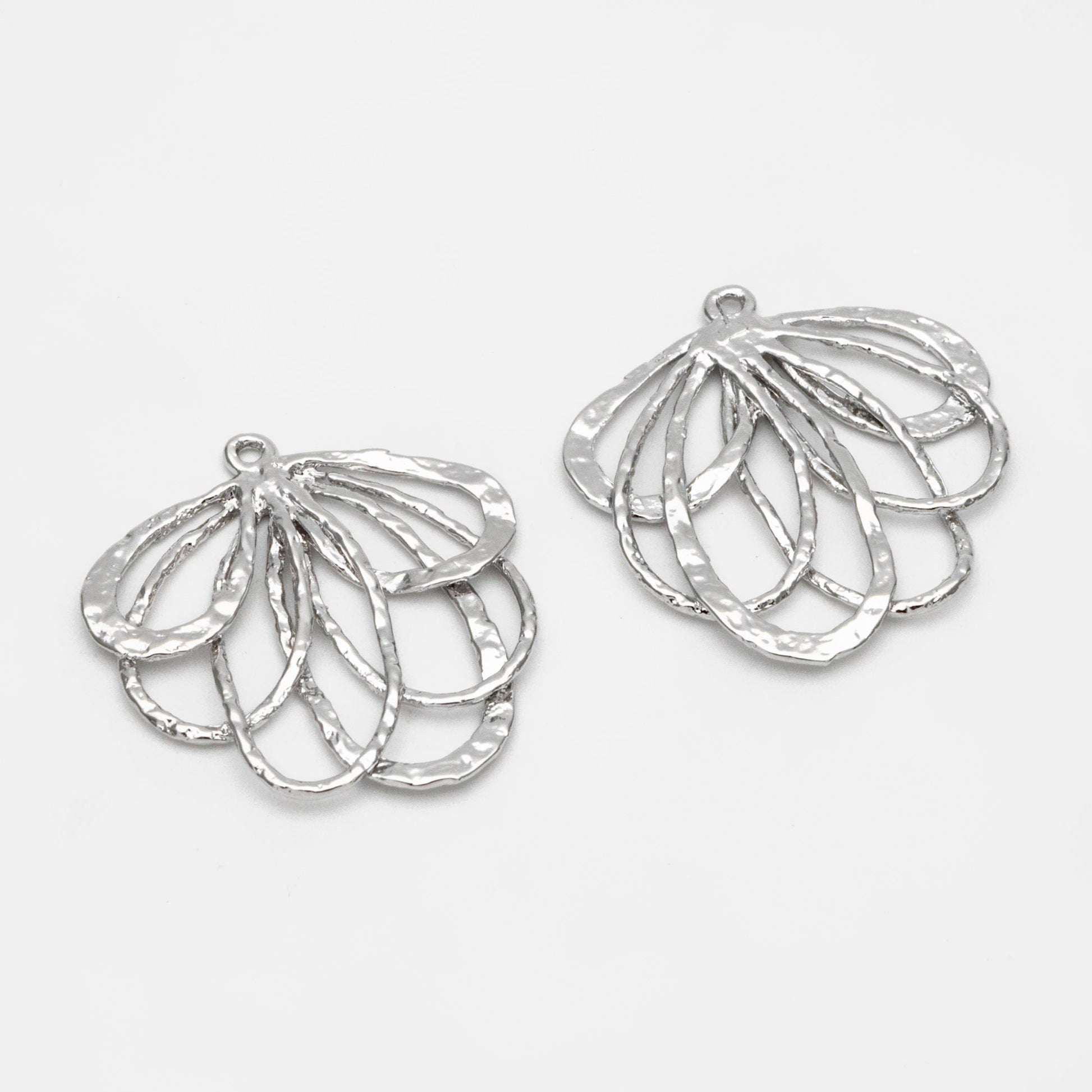 10pcs Textured Looped Charms, Gold/ Rhodium plated Brass Dangle Drop Earring Charms, Unique Statement Jewelry Earring Findings (GB-3065)