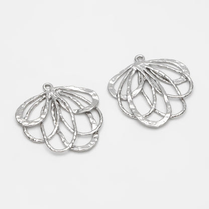 10pcs Textured Looped Charms, Gold/ Rhodium plated Brass Dangle Drop Earring Charms, Unique Statement Jewelry Earring Findings (GB-3065)